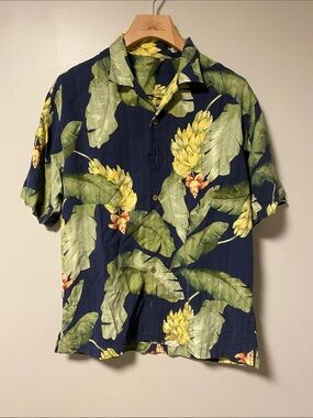 Tommy Bahama Navy Tropical Banana Leaf Button-Up Shirt